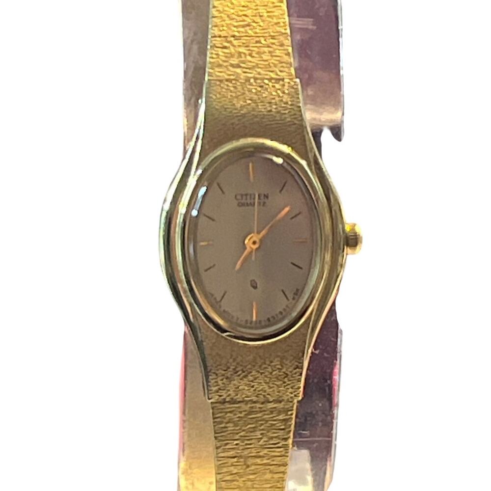 Citizen Quartz Women's Oval Gold Tone Watch Dress Bracelet 5930-S37932 HSK
